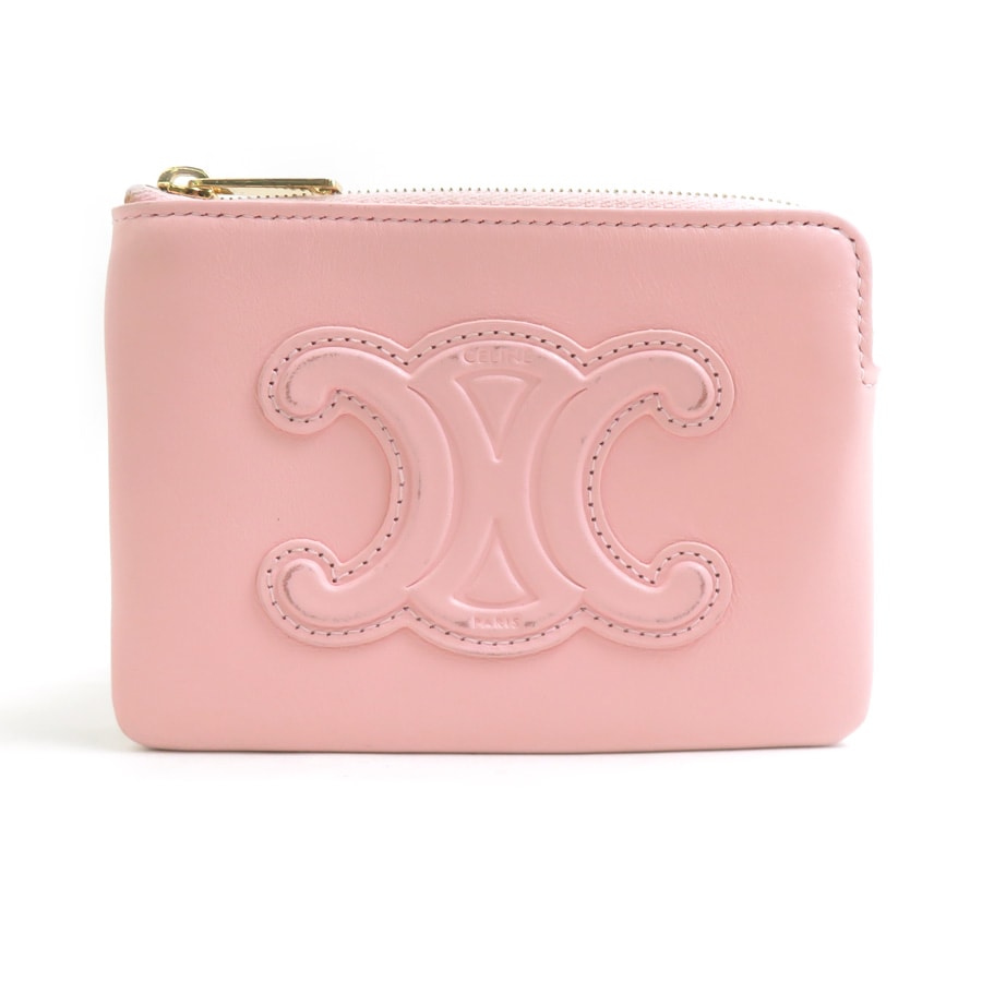 セリーヌ CELINE コインケース トリオンフ レザー ピンク レディース【中古】 r11208j