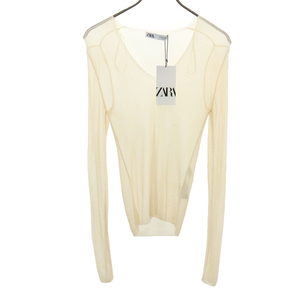 ZARA ザラ 未使用 長袖 Vネック サマー ニット M ベージュ