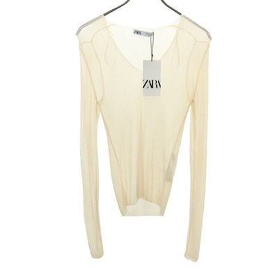 ZARA ザラ 未使用 長袖 Vネック サマー ニット M ベージュ