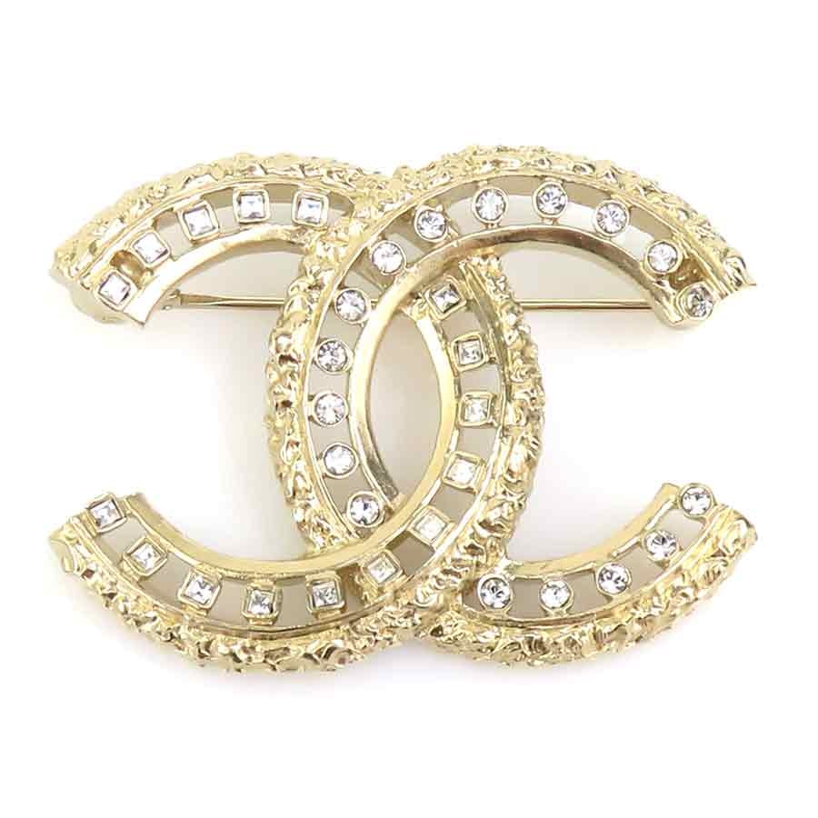 シャネル CHANEL ブローチ ココマーク メタル/ラインストーン ゴールド/シルバー レディース【中古】 e62351i