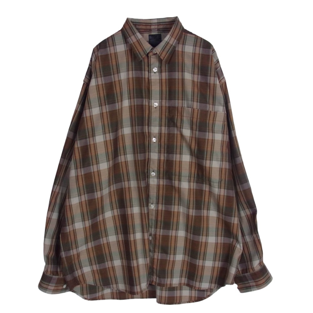 DAIWA PIER39 ダイワピア 長袖シャツ 22AW BE-85022W TECH REGULAR COLLAR SHIRTS チェック柄 テック レギュラーカラー 長袖シャツ ブラウン系 M【中古】