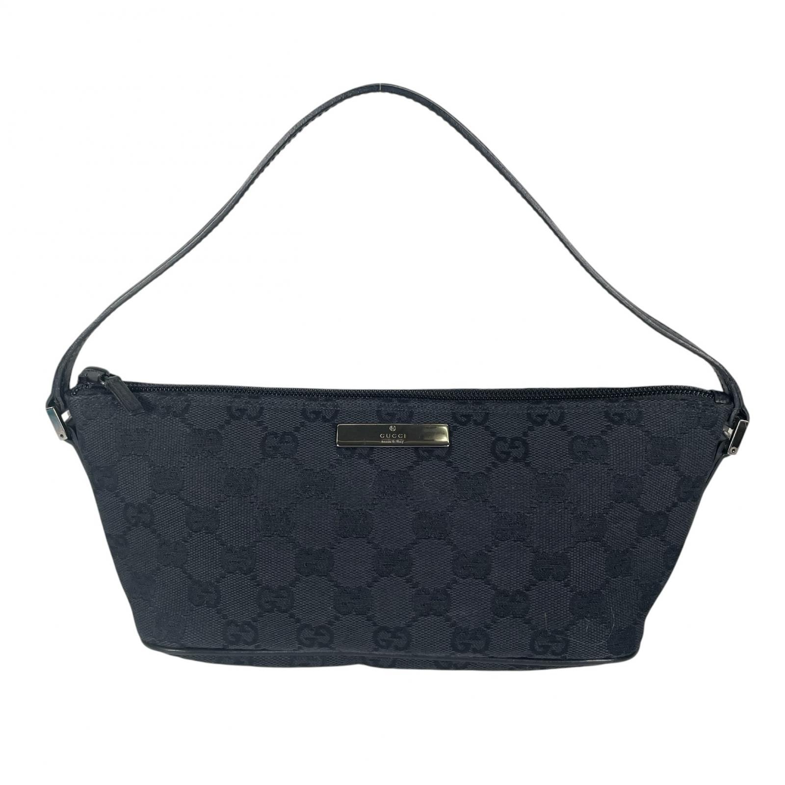 美品 GUCCI グッチ アクセサリーポーチ 01798 ハンドバッグ GGキャンバス ブラック レディース【中古】