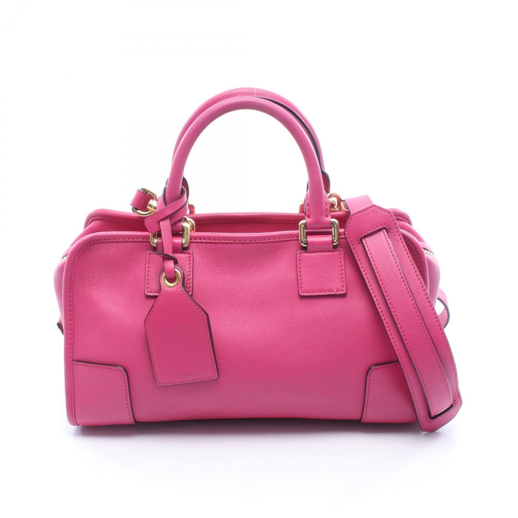 ロエベ LOEWE アマソナ28 2WAY ハンドバッグ バッグ レザー レディース ピンク系 【中古】