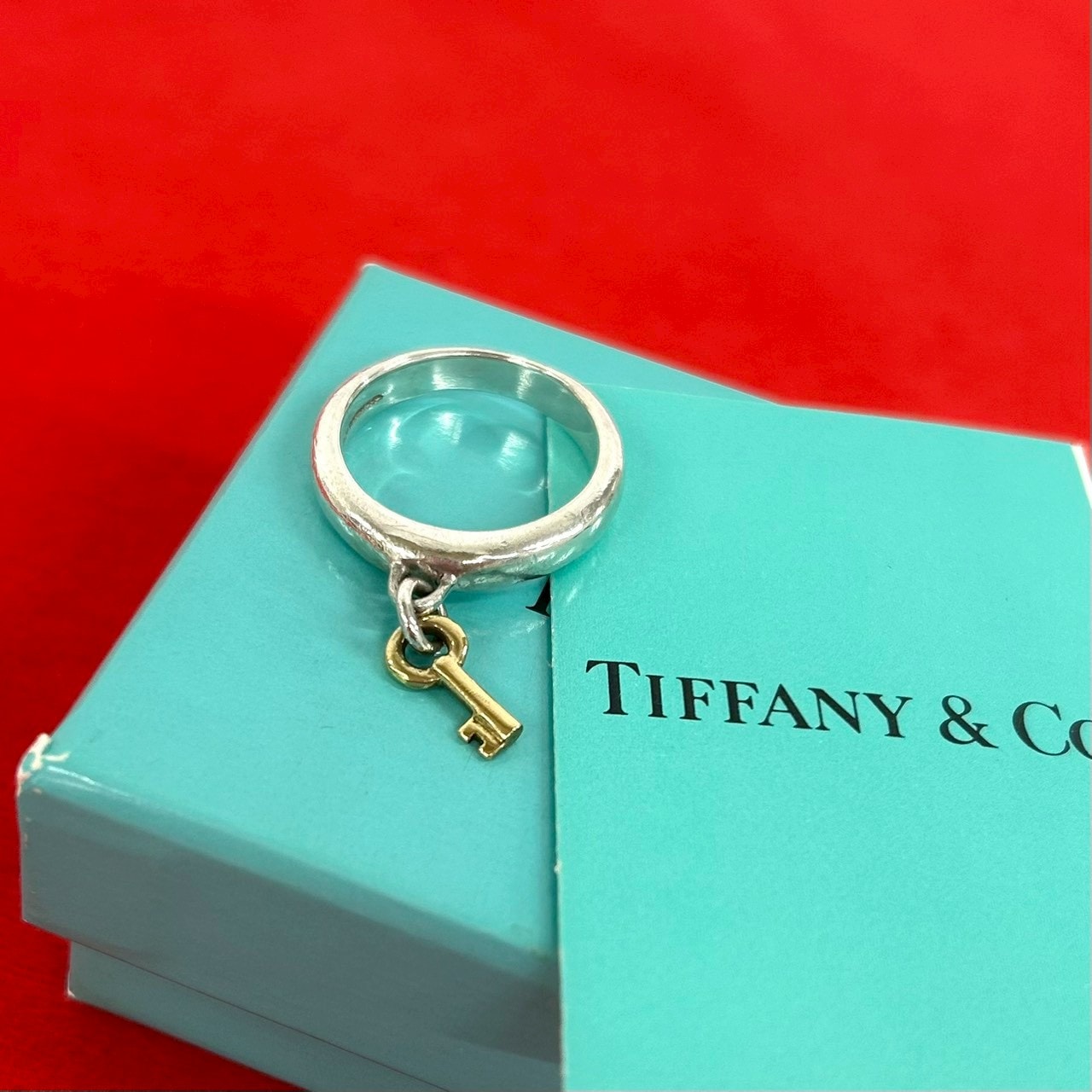TIFFANY&Co. ティファニー キー チャーム リング シルバー925 K18イエローゴールド リング・指輪 13号 シルバー
 7-001