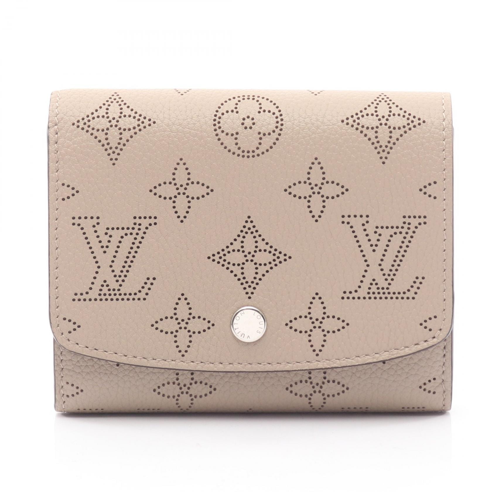 ルイ・ヴィトン LOUIS VUITTON ポルトフォイユ イリス コンパクト 二つ折り財布 財布 レザー マヒナ ガレ レディース ベージュ系 M62542 【中古】