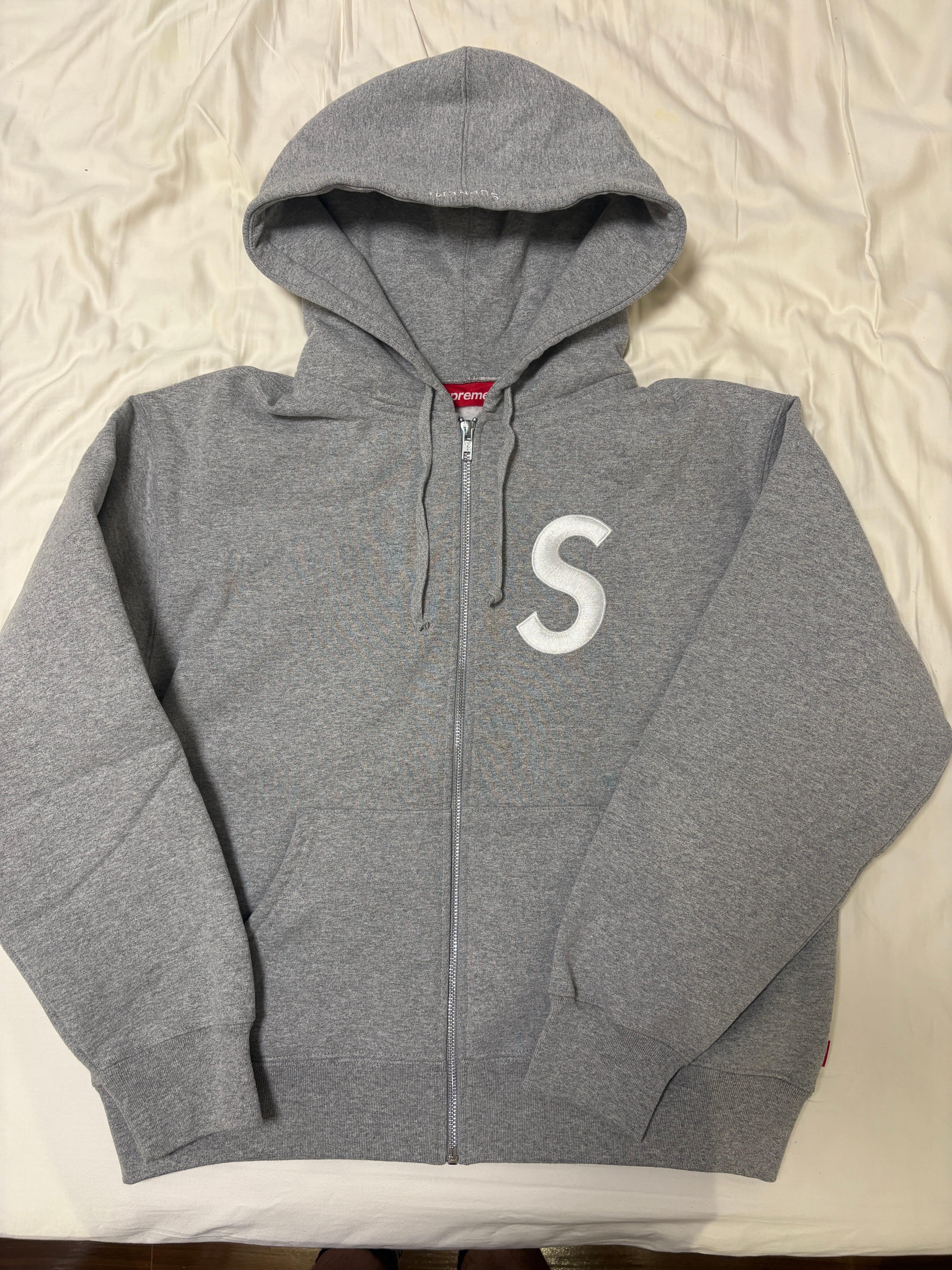 Supreme S Logo Zip Up Hooded Sweatshirt (25FW) "Heather Grey"
