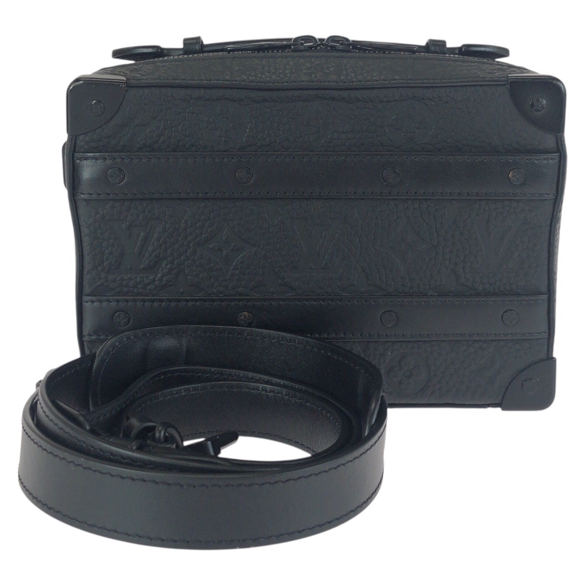 美品 LOUIS VUITTON ルイヴィトン モノグラム ハンドル ソフトトランク ブラック 黒 レザー ショルダーバッグ ハンドバッグ 2way 602680 【中古】