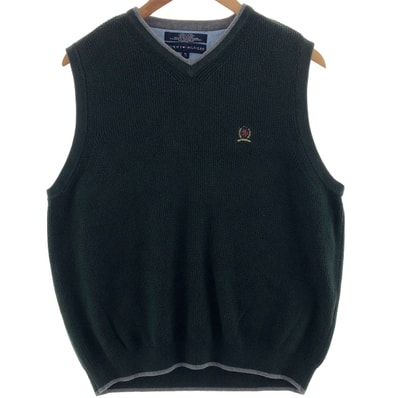 古着 トミーヒルフィガー TOMMY HILFIGER Vネック コットンニットベスト メンズM相当/eaa381026