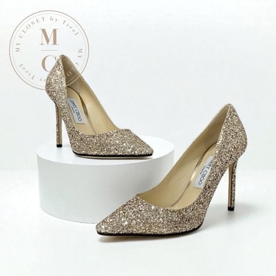 ジミーチュウ JIMMY CHOO ROMY パンプス 靴 シューズ グリッター ゴールド パーティーシューズ