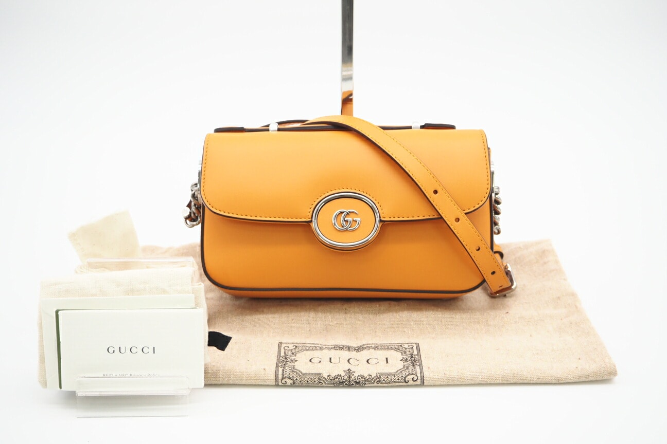 極美品 GUCCI グッチ ダブルG 2WAY ショルダーバッグ 739722 ショルダーバッグ オレンジ レザー レディース