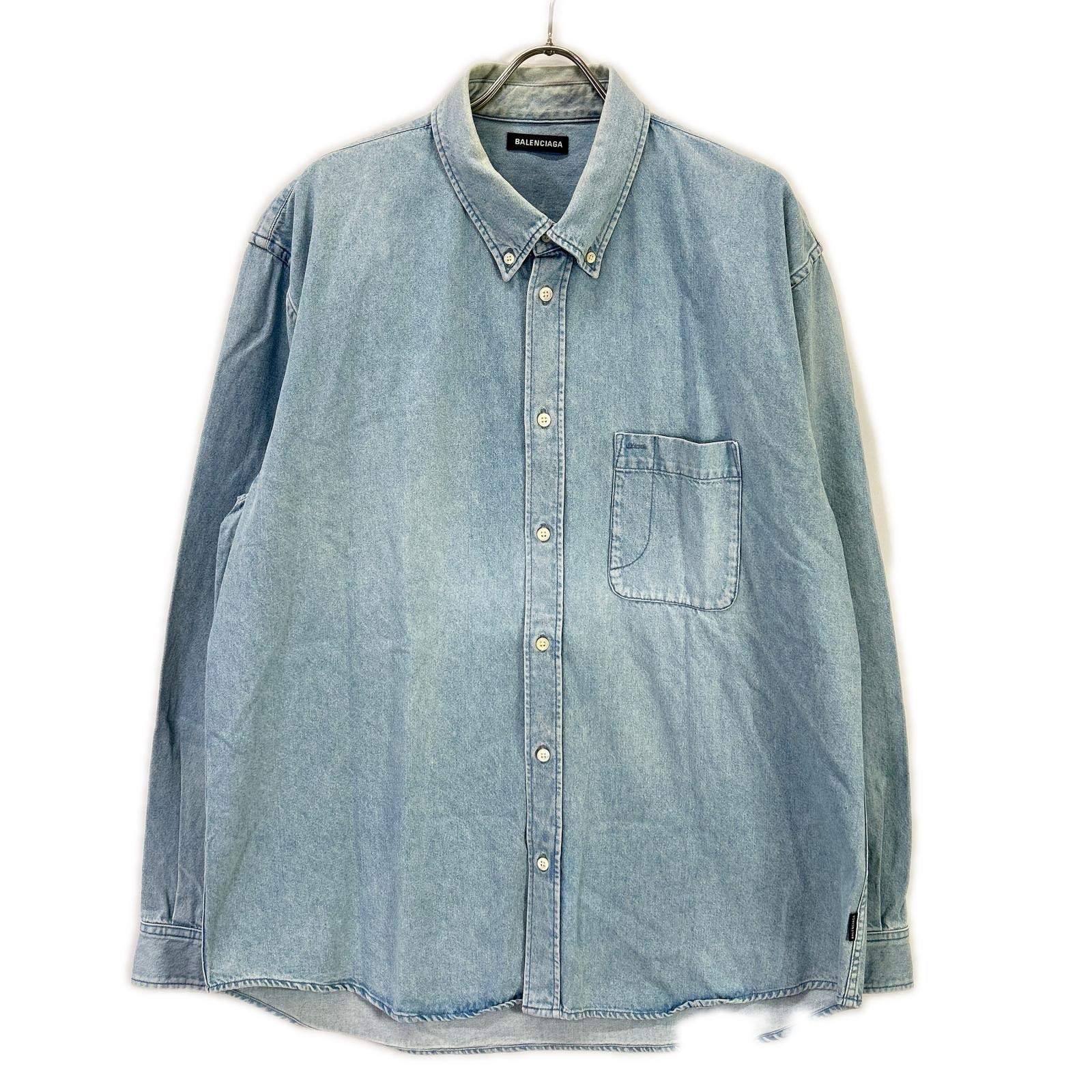 バレンシアガ 557558 18SS ブルー BACK LOGO DENIM SHIRT