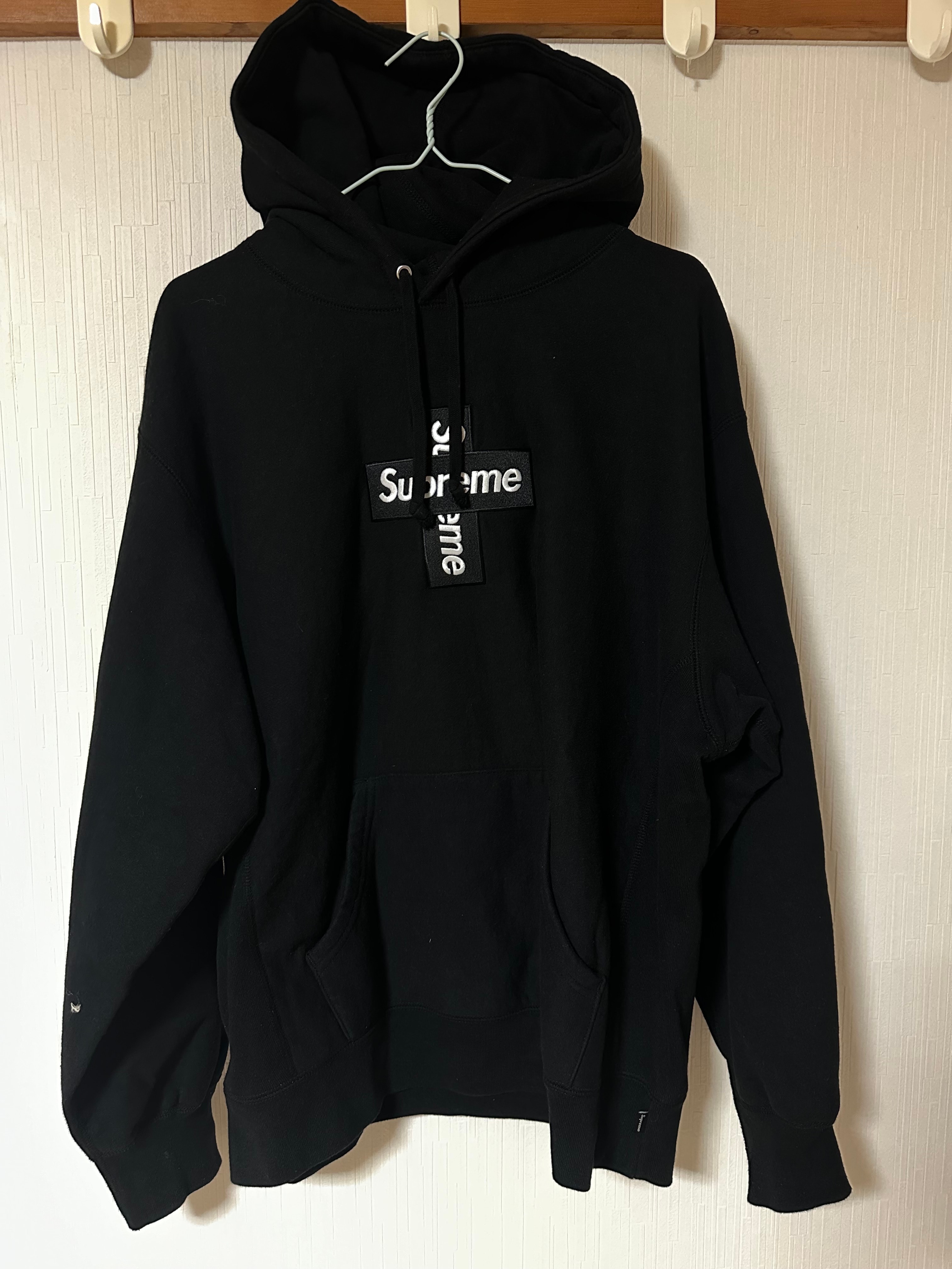 Supreme Cross Box Logo Hooded Sweatshirt "Black"