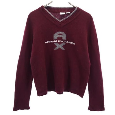 ARMANI EXCHANGE アルマーニエクスチェンジ 長袖 Vネック ニット L パープル系 セーター ロゴ