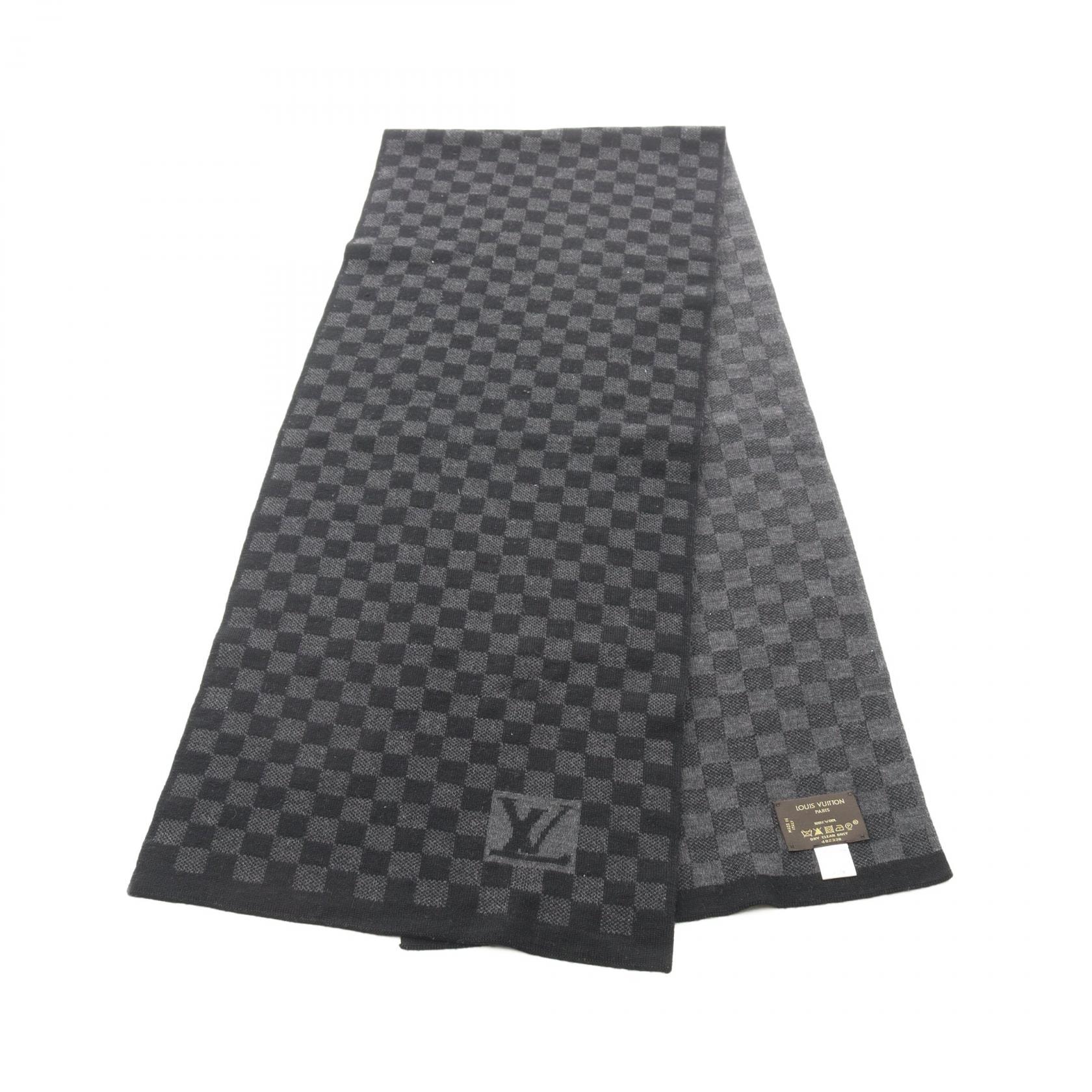 ルイ・ヴィトン LOUIS VUITTON ダミエ マフラー 衣料品 ウール メンズ ブラック系 / グレー系 【中古】