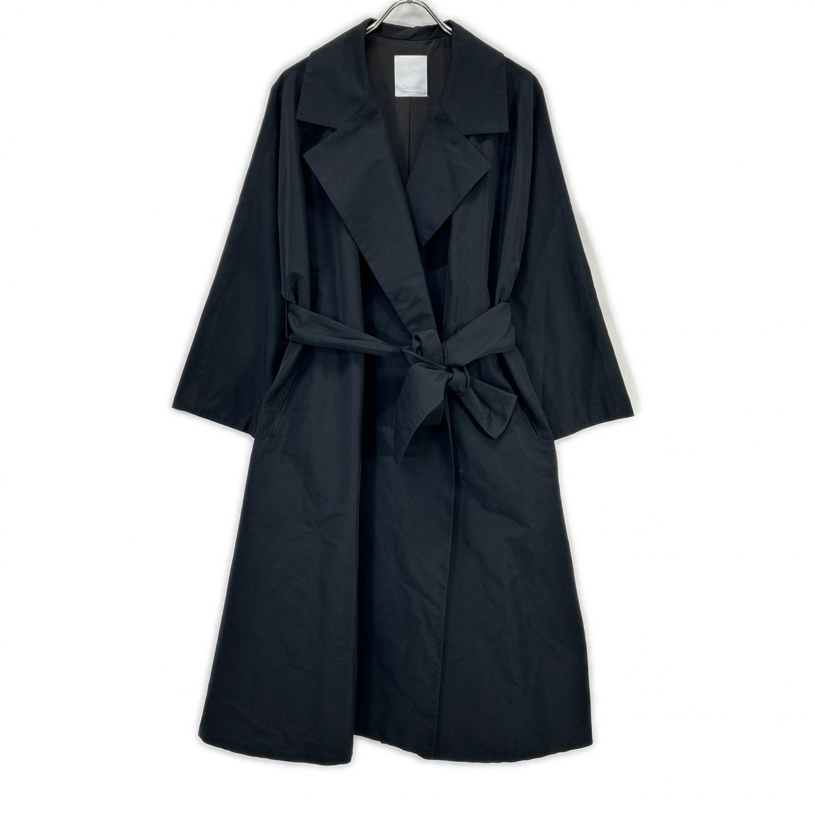 クルチアーニ CDM4501 ブラック シルク ベルト付き ロングコート 38