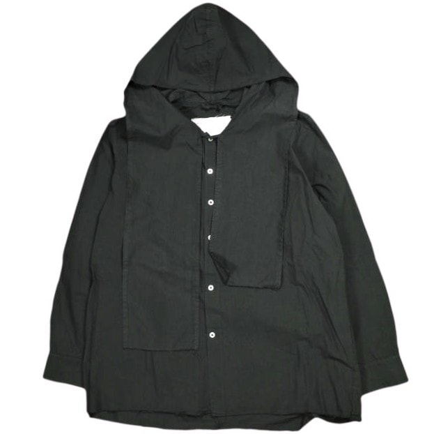 新品 CAMIEL FORTGENS カミエル フォートヘンス 24AW HOODED SCARF SHIRT フーデッドスカーフシャツ CF.18.04.03.01 S BLACK 定価74,800円 トップス g24919