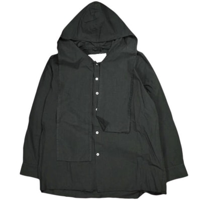 新品 CAMIEL FORTGENS カミエル フォートヘンス 24AW HOODED SCARF SHIRT フーデッドスカーフシャツ CF.18.04.03.01 S BLACK 定価74,800円 トップス g24919