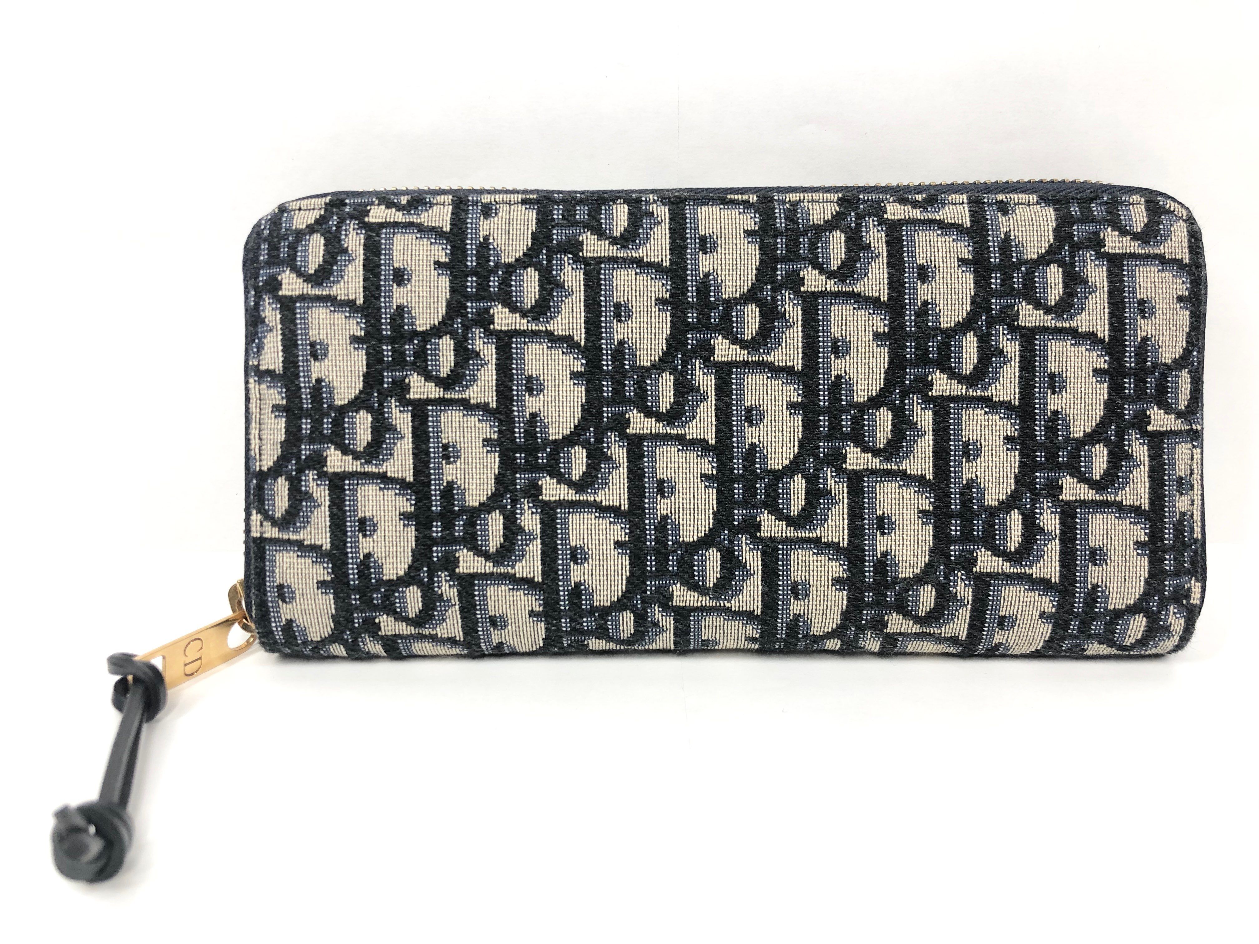 Dior Round Fastener Trotter Wallet "navy"