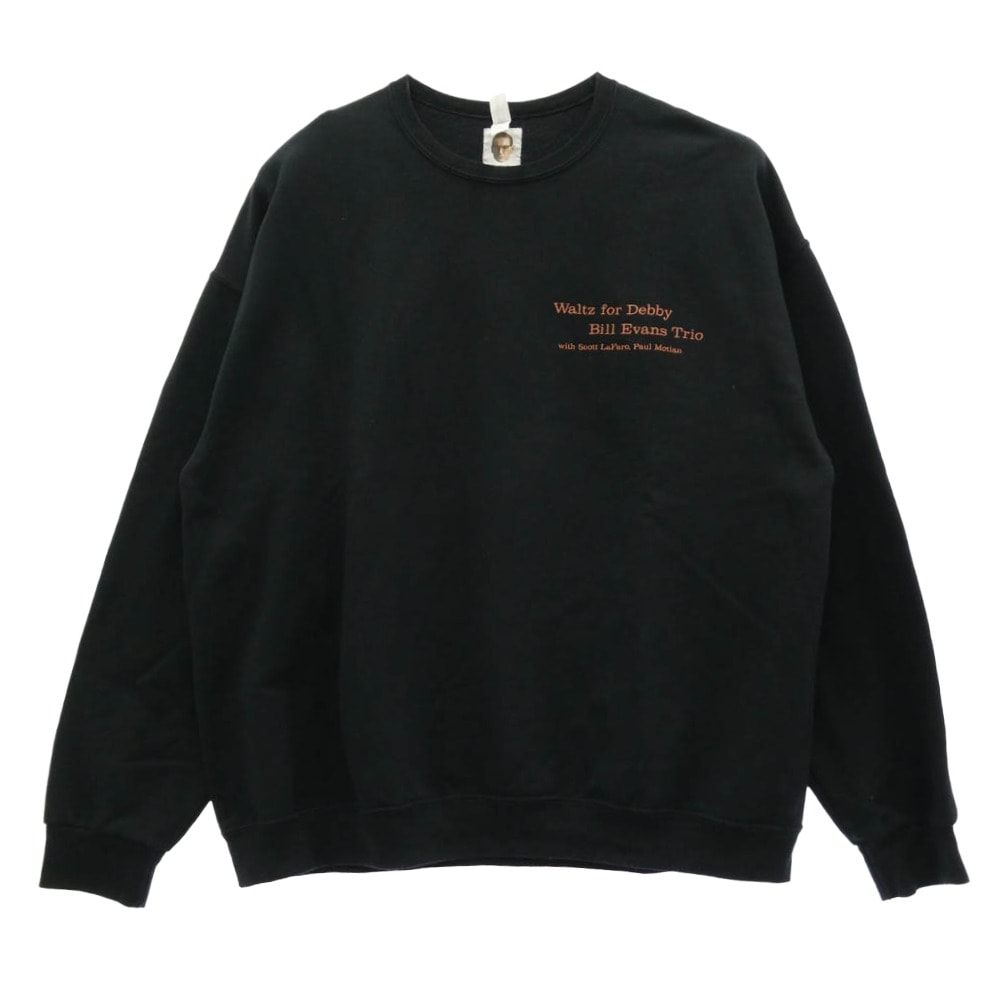 WACKO MARIA ワコマリア スウェット Bill Evans waltz for debby CREW NECK SWEAT SHIRT ビル・エヴァンス エンブロイダリー クルーネック スウェット トレーナー ブラック系 XXL【中古】