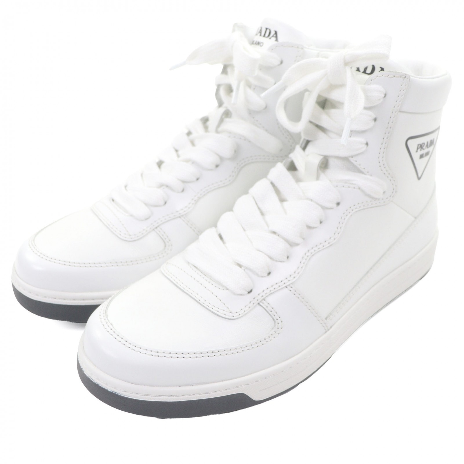 極美品 プラダ ハイカットスニーカー ホワイト メンズ 6 1T638M