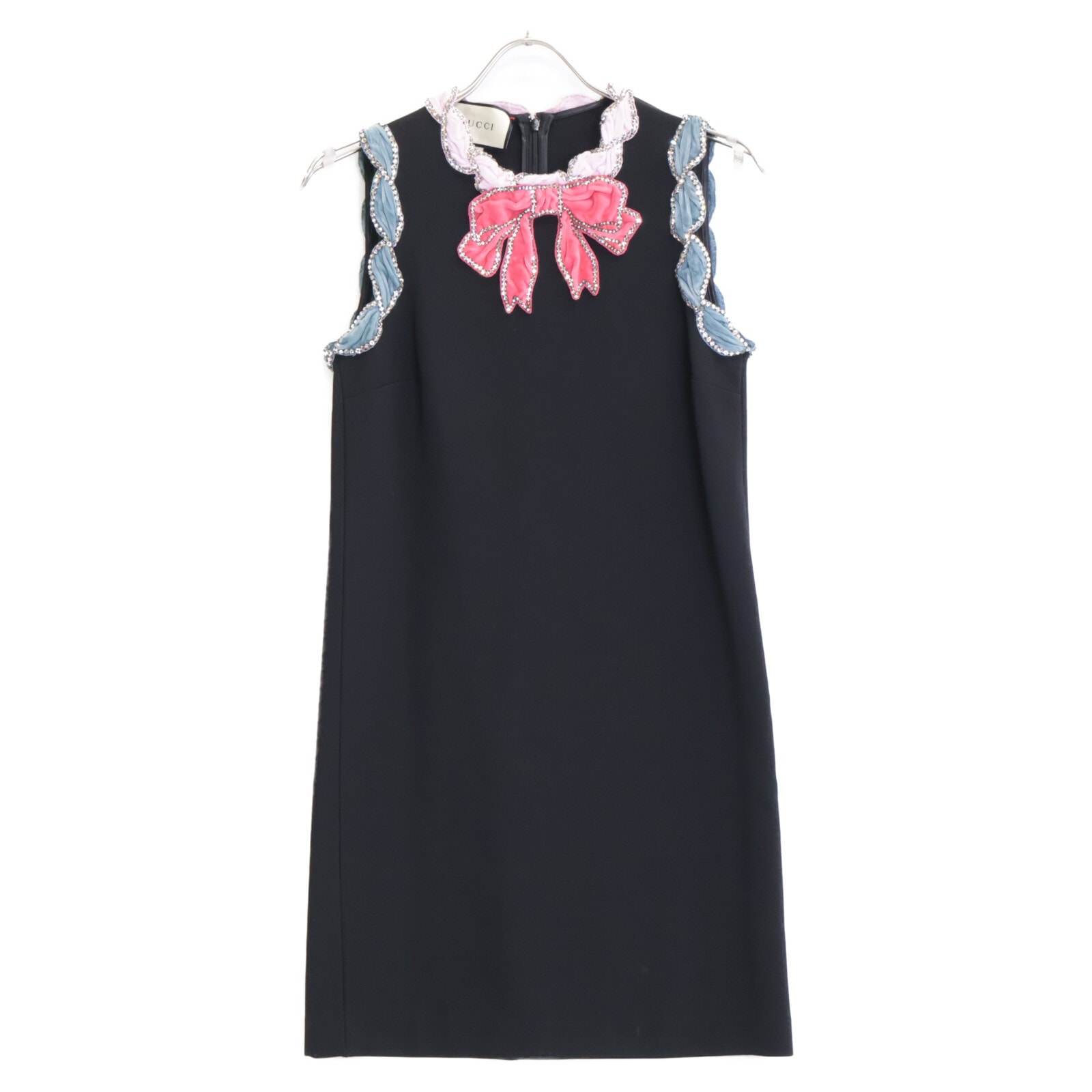 目立った傷や汚れなし】グッチ 501516 ﾌﾞﾗｯｸ ｴﾝﾍﾞﾘｯｼｭﾄﾎﾞｳﾄﾞﾚｽ ﾘﾎﾞﾝ  