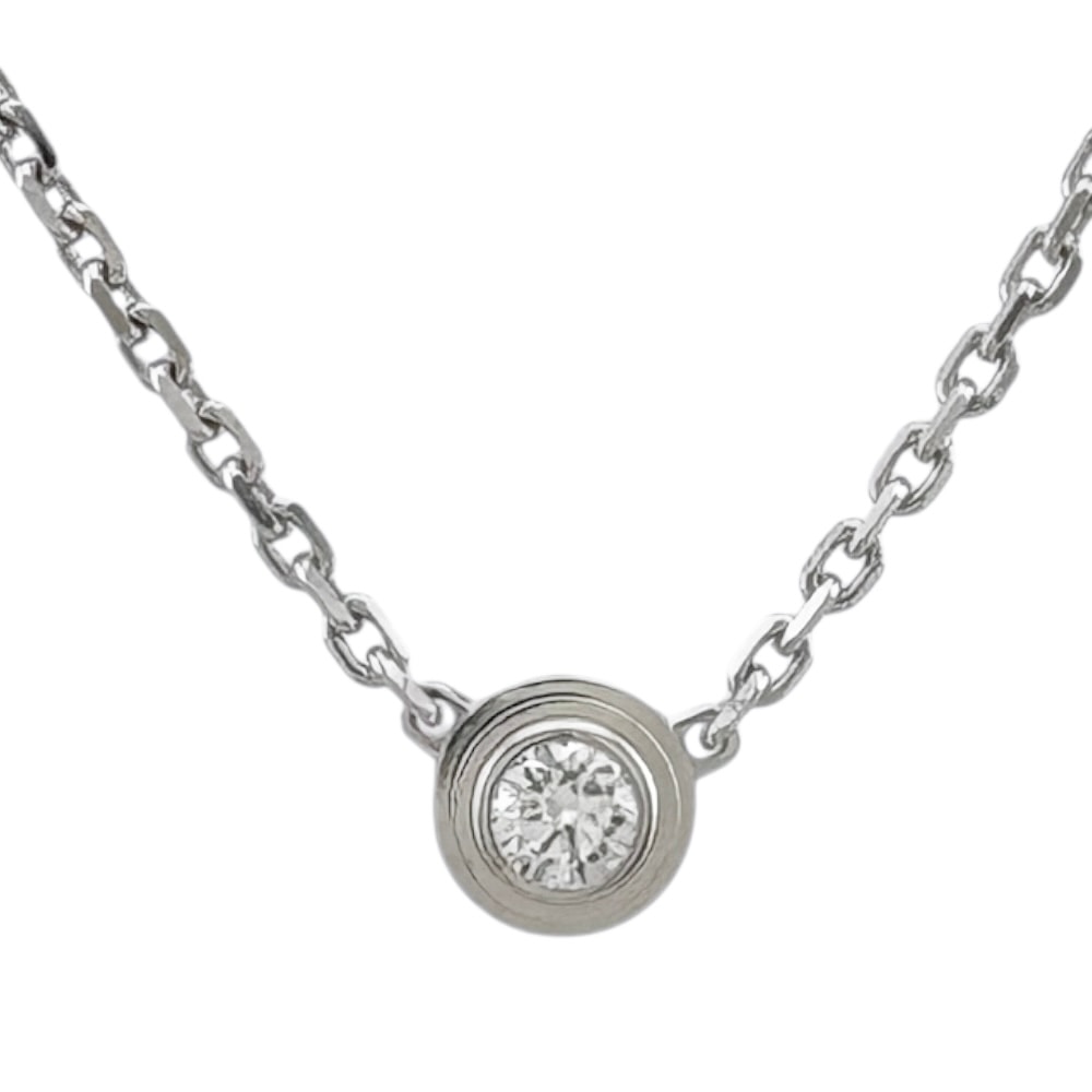 カルティエ ダムールディアマンレジェ 約0.04ct ネックレス 18金 K18ホワイトゴールド ダイヤモンド レディース CARTIER  中古