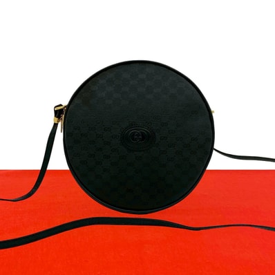 GUCCI グッチ マイクロGG ロゴ レザー PVC ショルダーバッグ ブラック
17095