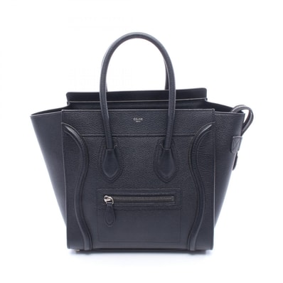 セリーヌ CELINE ラゲージ マイクロ ショッパー ハンドバッグ バッグ レザー レディース ブラック系 189793 【中古】