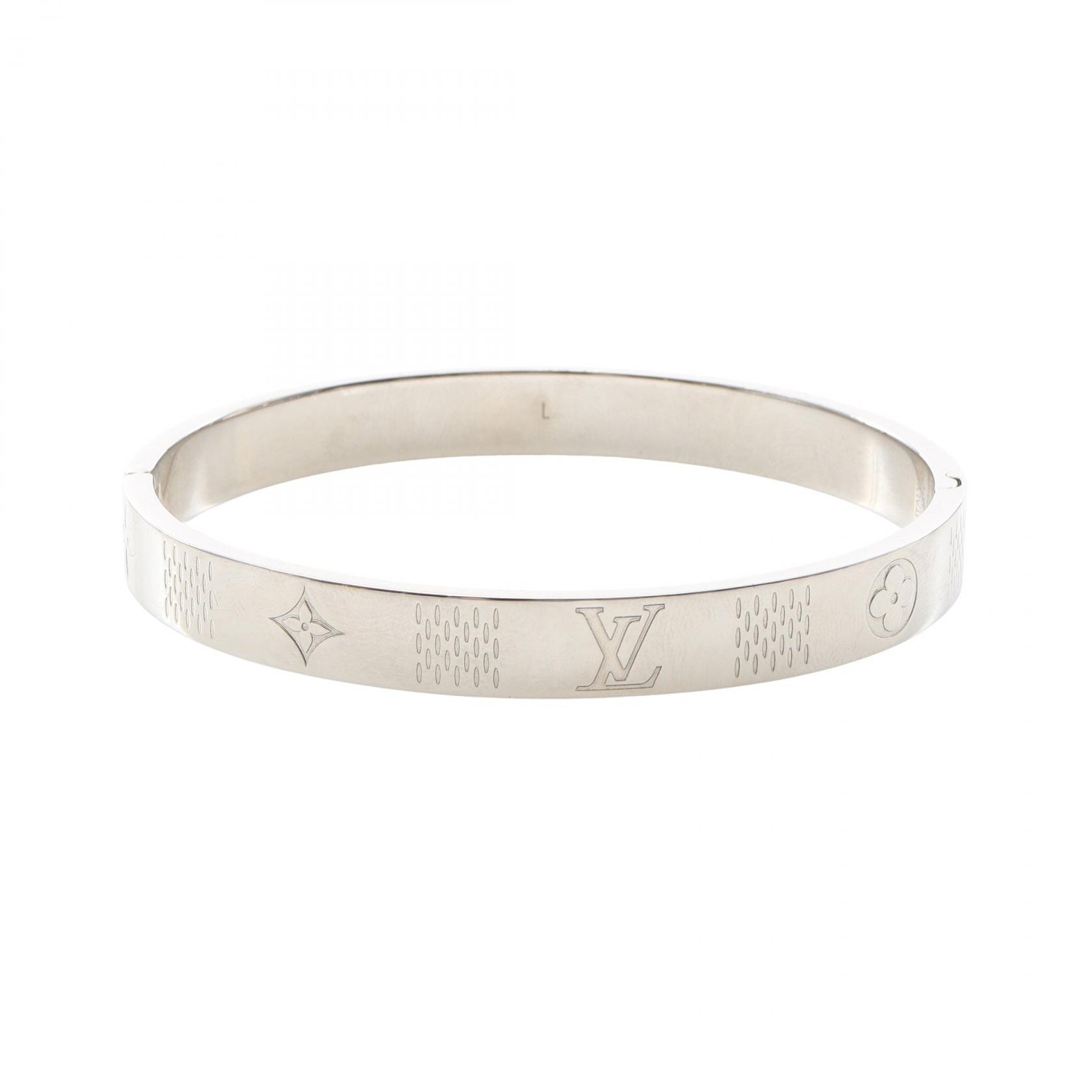 ルイ・ヴィトン LOUIS VUITTON ダミエ ステープル バングル アクセサリー ステンレススチール シルバー レディース シルバー系 M1387L 【中古】