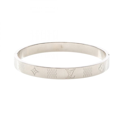 ルイ・ヴィトン LOUIS VUITTON ダミエ ステープル バングル アクセサリー ステンレススチール シルバー レディース シルバー系 M1387L 【中古】