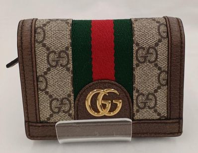 GUCCI GG Supreme Ophidia GG Card Case Wallet "Beige/Ebony"