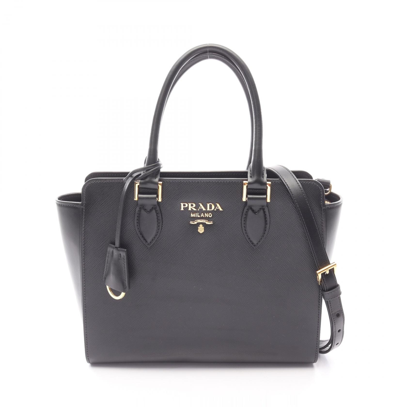 プラダ PRADA SAFFIANO ハンドバッグ バッグ サフィアーノレザー レディース ブラック系 1BA113 【中古】