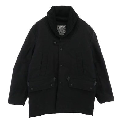 HYSTERIC GLAMOUR ヒステリックグラマー ジャケット 22SS 02223AC05 ショールカラー ニットリブ クルミボタン 裏地キルティング ドンキーコート ブラック系 M【中古】
