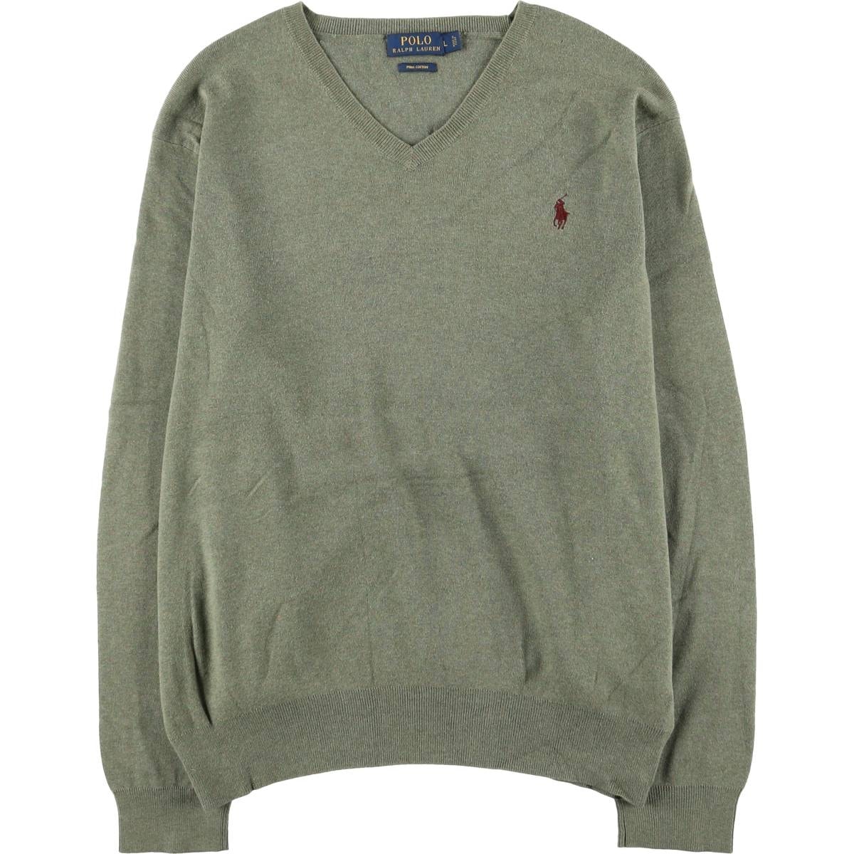 古着 ラルフローレン Ralph Lauren POLO RALPH LAUREN Vネック ピマコットンニットセーター メンズL相当/eaa546644