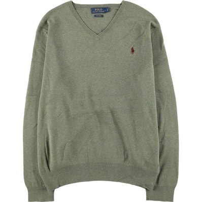 古着 ラルフローレン Ralph Lauren POLO RALPH LAUREN Vネック ピマコットンニットセーター メンズL相当/eaa546644