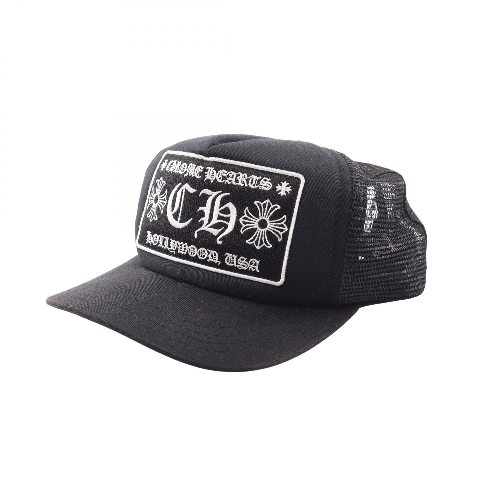 クロムハーツ CHROME HEARTS CH TRUCKER CAP CHプラス トラッカー キャップ 帽子 コットン メンズ ブラック系 【中古】