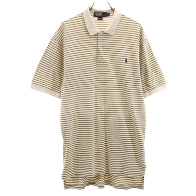 Polo by Ralph Lauren ポロバイラルフローレン ボーダー柄 半袖 ポロシャツ L ベージュ