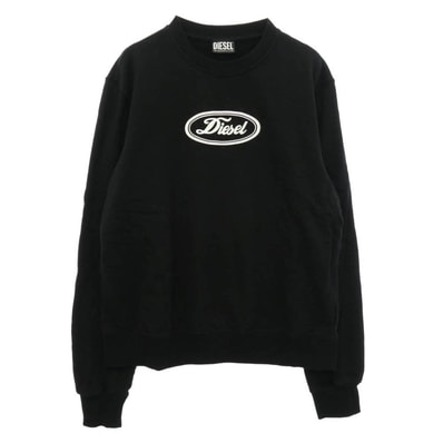 DIESEL ディーゼル A03784 S-GINN-C2 ロゴプリント クルーネック スウェット トレーナー ブラック系 XL【中古】