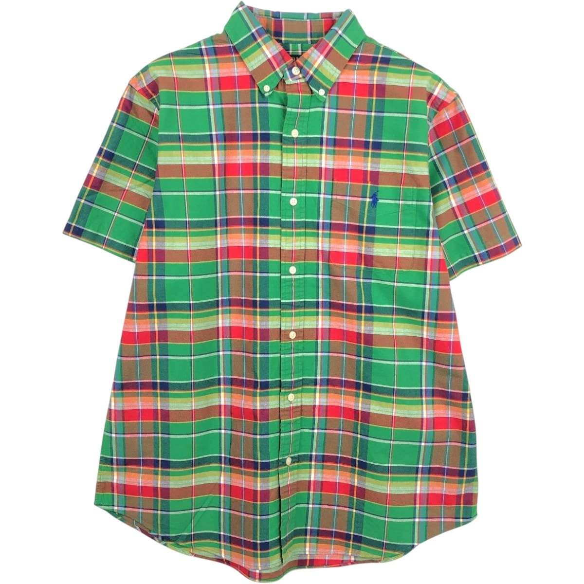 古着 ラルフローレン Ralph Lauren POLO RALPH LAUREN CLASSIC FIT マドラスチェック 半袖 ボタンダウン チェックシャツ メンズL相当/eaa668577
