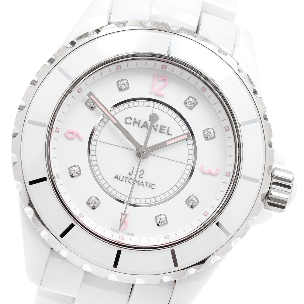 シャネル J12 ピンクライト 8Pダイヤ H4864 メンズ 【中古】
