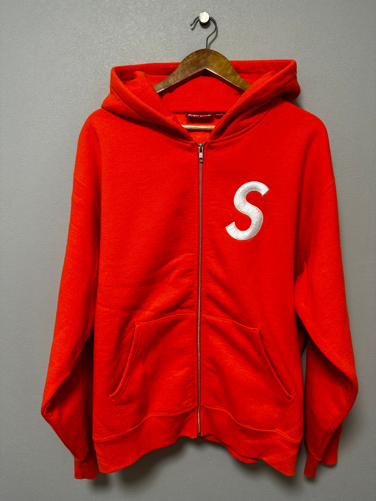 Supreme S Logo Zip Up Hooded Sweatshirt "Bright Orange" (FW24)