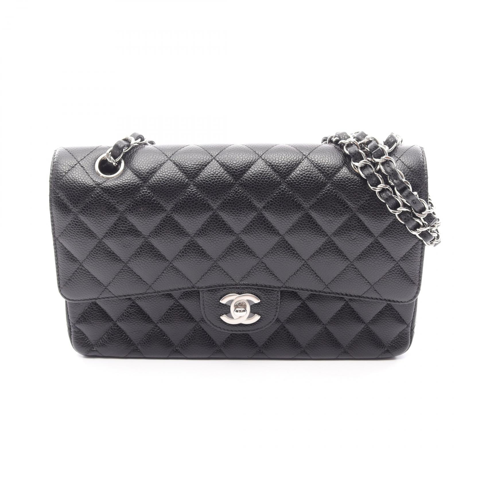 シャネル CHANEL マトラッセ Wフラップ ショルダーバッグ バッグ カーフ(牛革) レディース ブラック系 A01112 【中古】