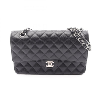 シャネル CHANEL マトラッセ Wフラップ ショルダーバッグ バッグ カーフ(牛革) レディース ブラック系 A01112 【中古】