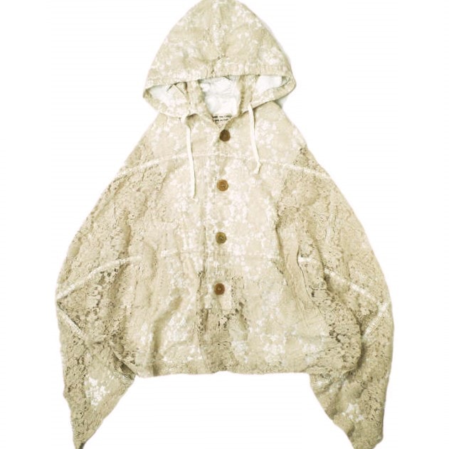 COMME des GARCONS COMME des GARCONS コムデギャルソン コムデギャルソン 日本製 12SS レースポンチョジャケット RI-C002 S BEIGE コムコム フーデッド アウター g21553