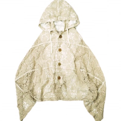 COMME des GARCONS COMME des GARCONS コムデギャルソン コムデギャルソン 日本製 12SS レースポンチョジャケット RI-C002 S BEIGE コムコム フーデッド アウター g21553