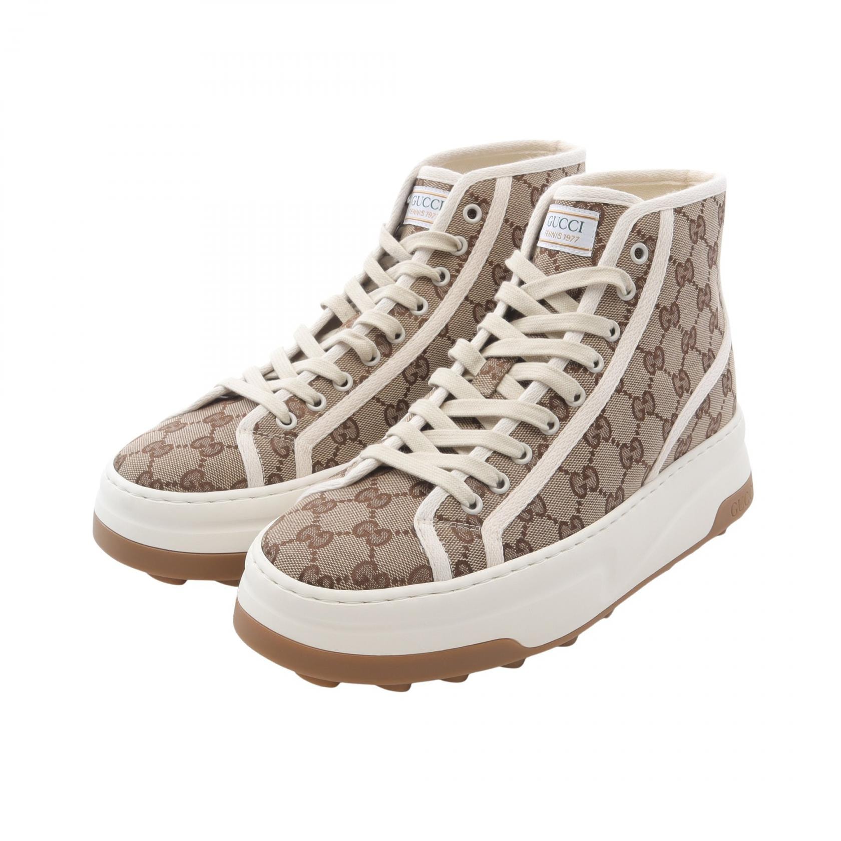グッチ GUCCI GUCCI TENNIS 1977 GGキャンバス スニーカー 靴 キャンバス メンズ ベージュ系 【中古】