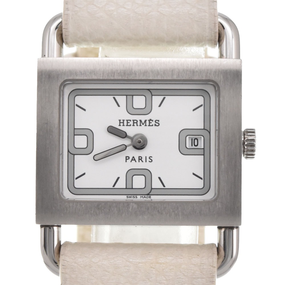 値下 エルメス HERMES BA1.210 バレニア デイト クォーツ レディース 良品 M#145395