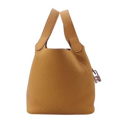 HERMES エルメス ハンドバッグ ピコタンロック 18 PM ビスケット (ビスキュイ) トリヨンクレマンス シルバー金具 K刻印 新品