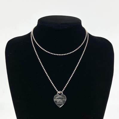 TIFFANY&Co.(ティファニー) リターン トゥ ティファニー ハートタグ ロングボールチェーン Ag925 ネックレス 22.6g シルバー