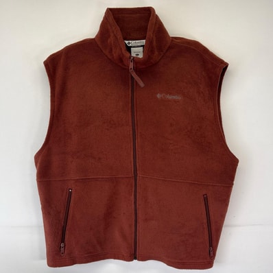 古着 コロンビア Columbia ベスト 大きいサイズ フルジップ ワンポイントロゴ刺繍 アウトドア フリースベスト XL ブラウン系 メンズ